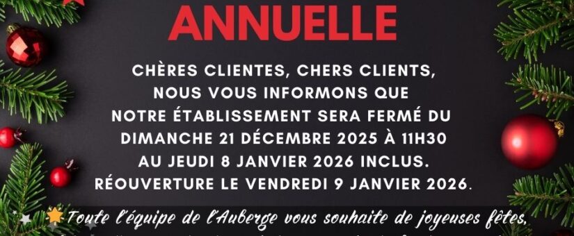 Horaires de fin d’année 2025-2026